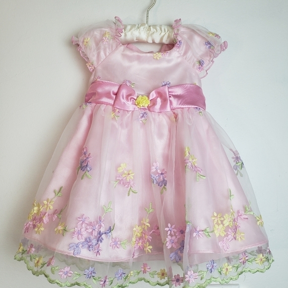 Jona Michelle Pink Floral Short Sleeve Party Girls Dress Size 18 Mo. - Picture 2 of 6